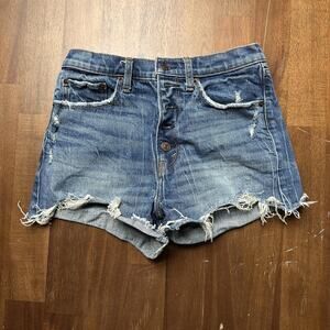 Abercrombie & Fitch Shorts Womens 26 2 Denim High Rise Mom Distressed 149D0052